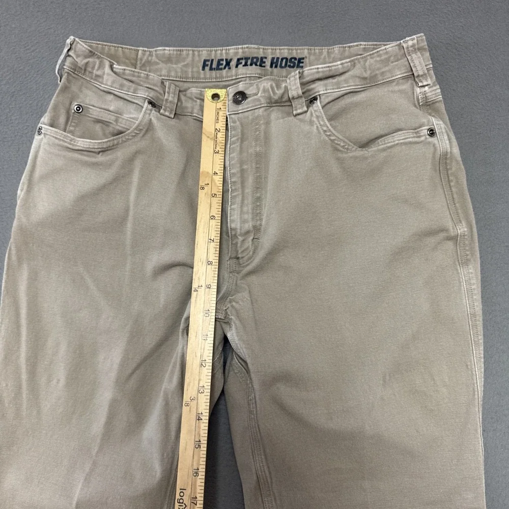 Duluth Flex Fire Hose Relaxed Fit 5 Pocket Pants Men 36x32 (32x30) Khaki Stretch